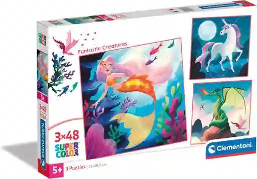 Rompecabezas 3x48 Piezas Criaturas Mágicas Para Niños