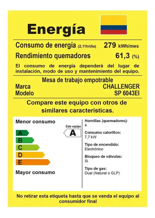 Estufa 4 Puestos Challenger- Ref. Sp 6043 / Acero Inox