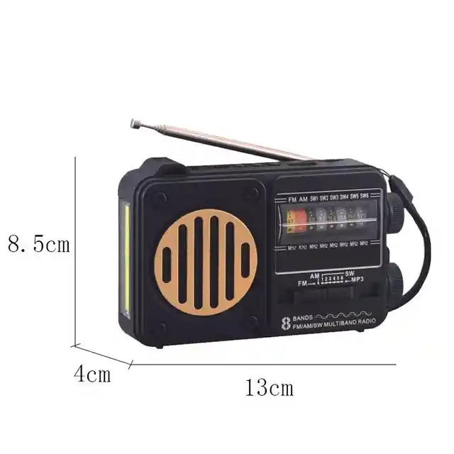 Radio De Emergencia Portátil Fm-am Bluetooth Linterna Recargable Usb