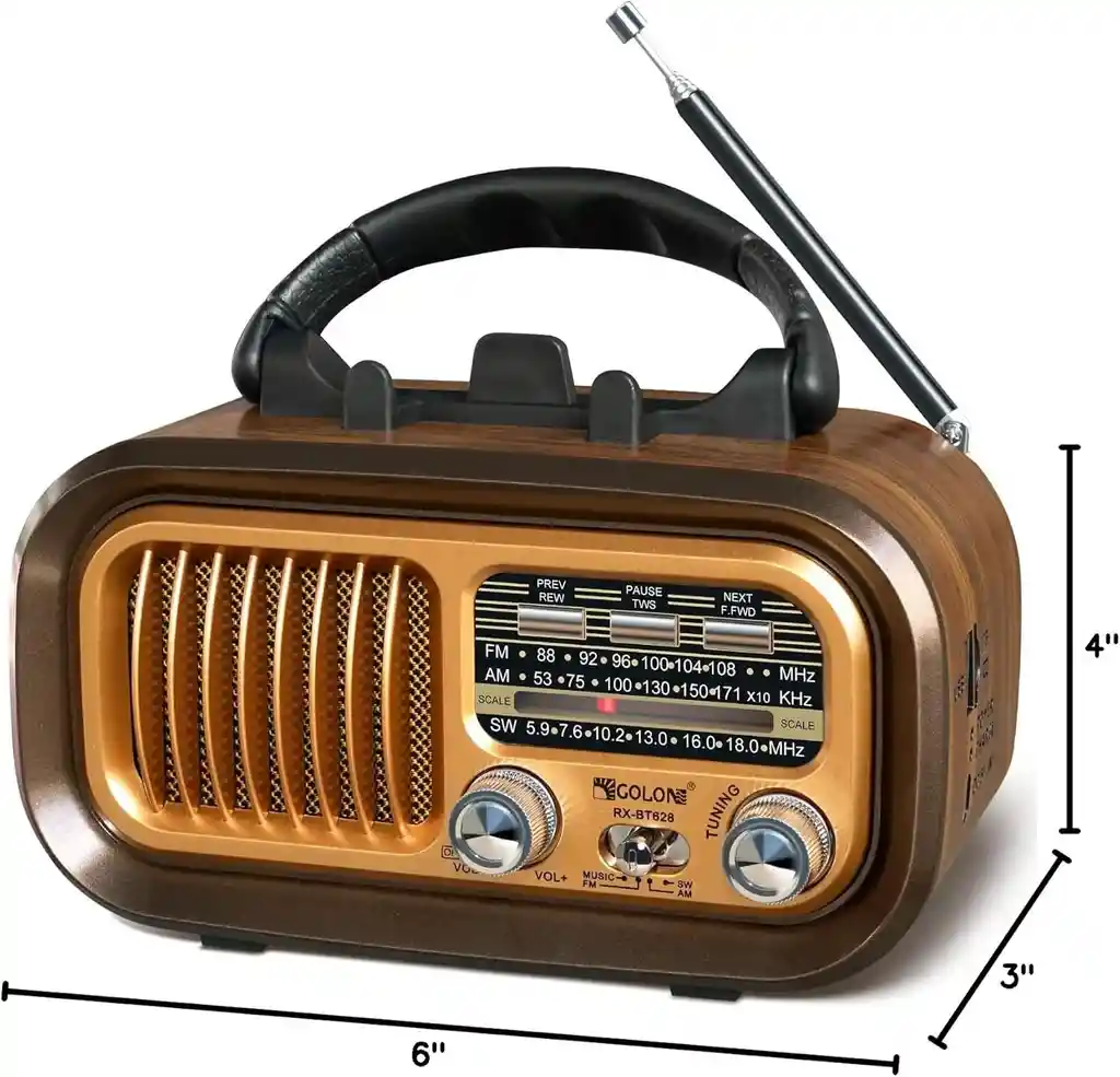 Radio Vintage Retro Café Bluetooth Portátil Am Fm Sw Compatible Con Tarjeta Micro Sd Usb