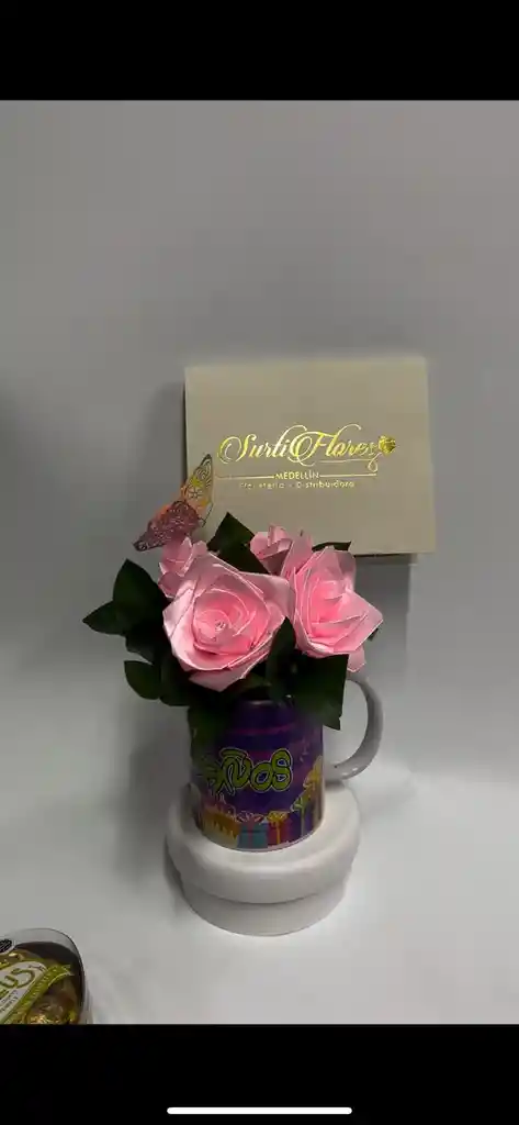 Arreglo De Flores Eternas Con Pocillo