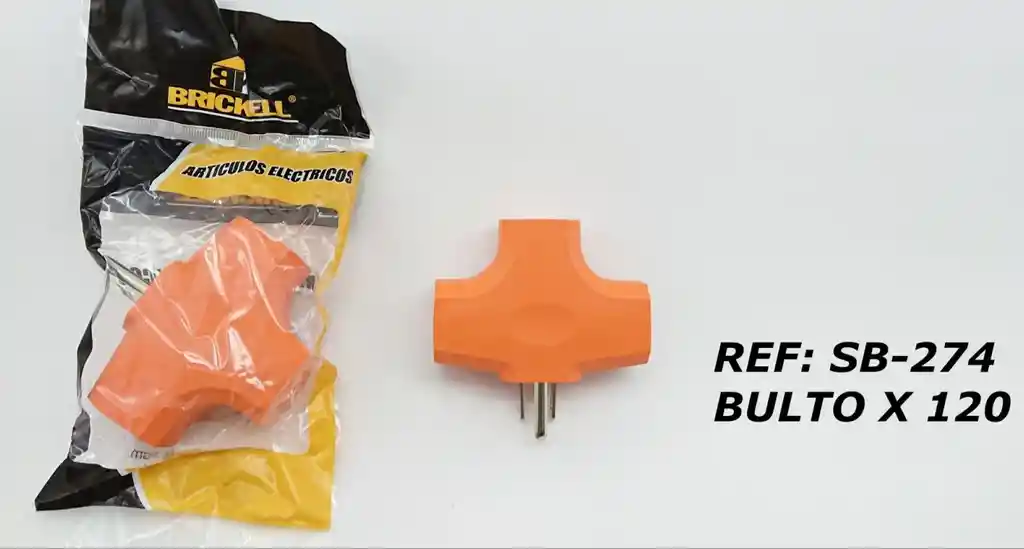 Interruptor Adaptador Multitoma Naranja Tres Entradas