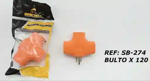 Interruptor Adaptador Multitoma Naranja Tres Entradas