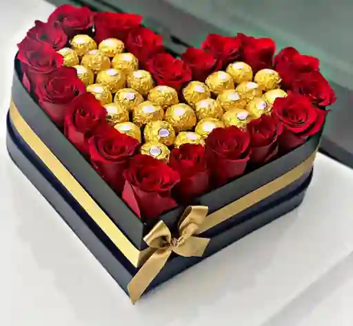 Caja De Corazón Con Ferrer Rocher