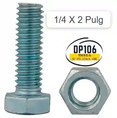 Tornillo Hexagonal 1/4 X 2 Pulg Con Tuerca X 1 Und