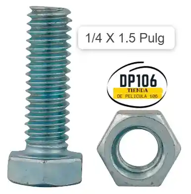 Tornillo Hexagonal 1/4 X 1.5 Pulg Con Tuerca X 1 Und