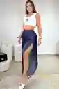 Pantalon Palazzo Ancho Aberturas Al Frente En Chambray(denim)
