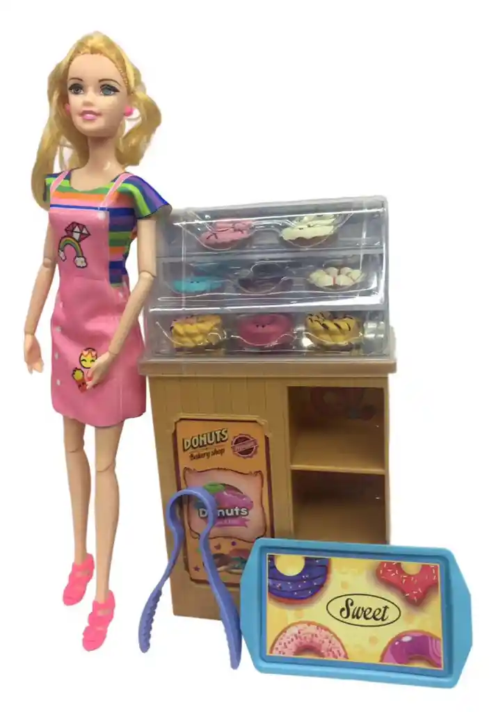 Muñeca Articulada Chef Repostera De Donas Con Accesorios