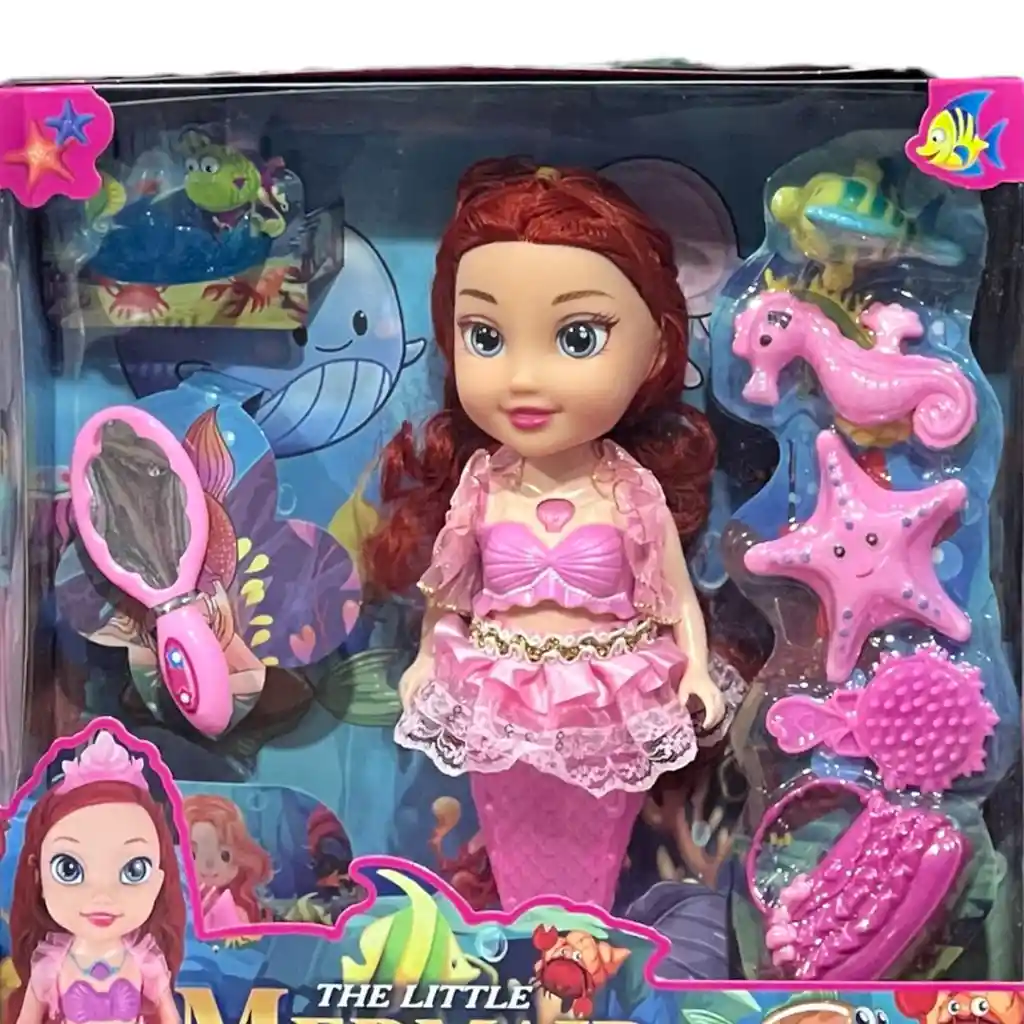 Juguete Muñeca Sirena Con Accesorios Luz Y Sonido