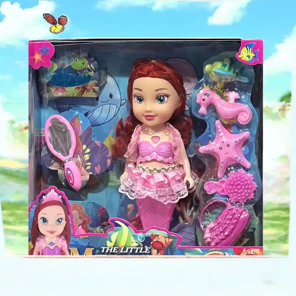 Juguete Muñeca Sirena Con Accesorios Luz Y Sonido