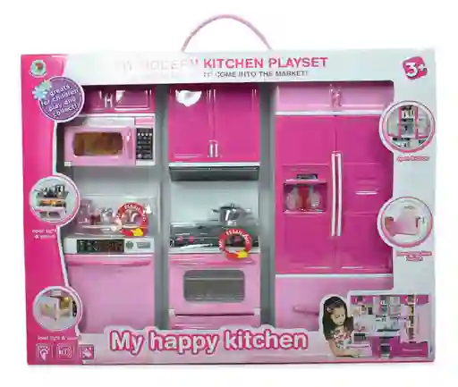 Set Mini Cocina Luces Y Sonido Accesorios Compatible Barbie