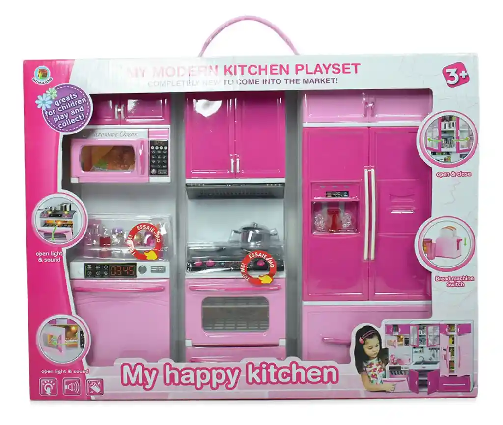 Set Mini Cocina Luces Y Sonido Accesorios Compatible Barbie