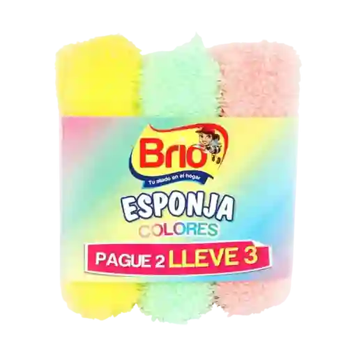 Esponja De Colores Brio X3 Unidades