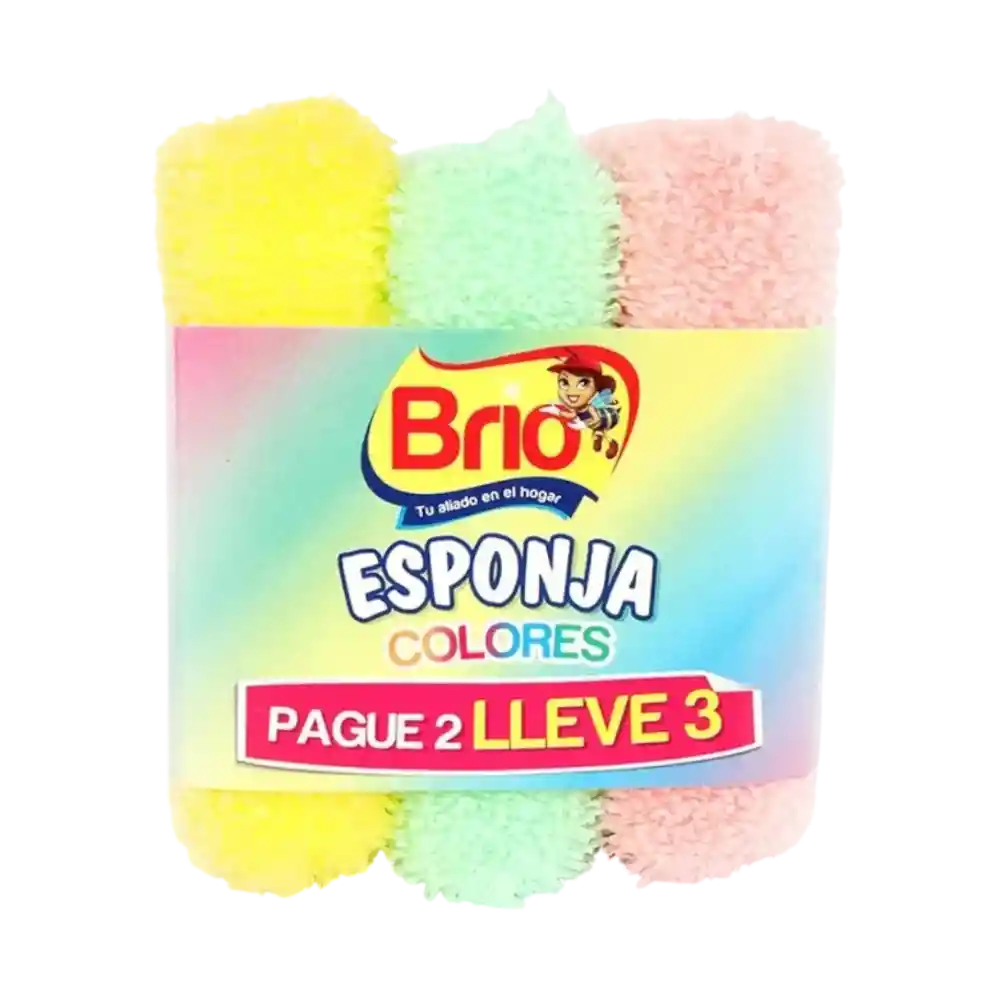 Esponja De Colores Brio X3 Unidades