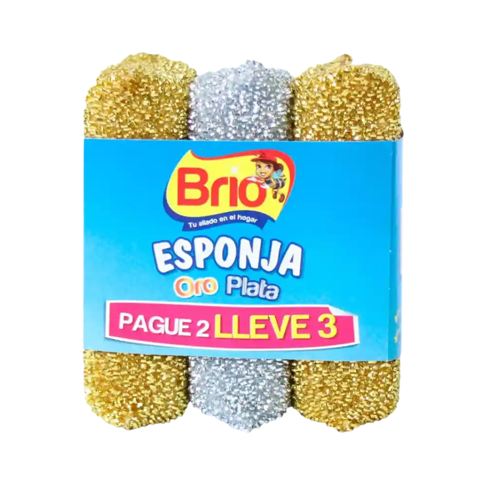 Esponja Oro Plata Brio X3 Unidades