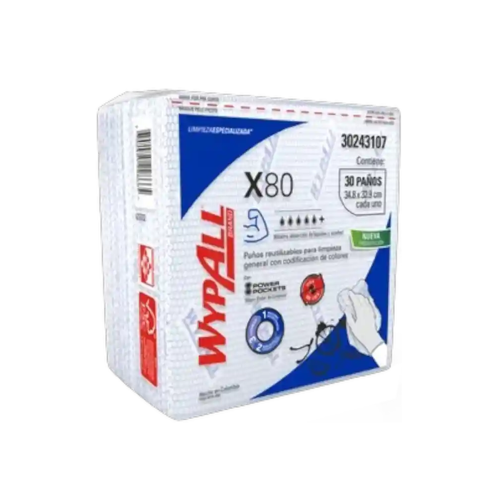 Paños De Limpieza Wypall X80 Doblados Con Power Pockets - Azul