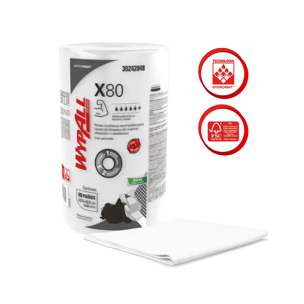 Paños De Limpieza Wypall X80 Rollo Regular Reutilizable
