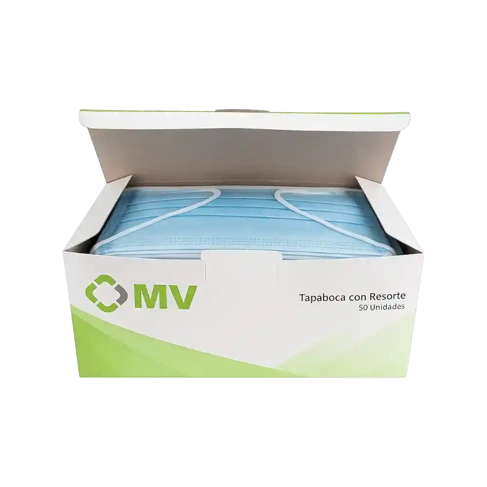 Caja Tapabocas Con Resorte De 3 Filtros X50 Unidades