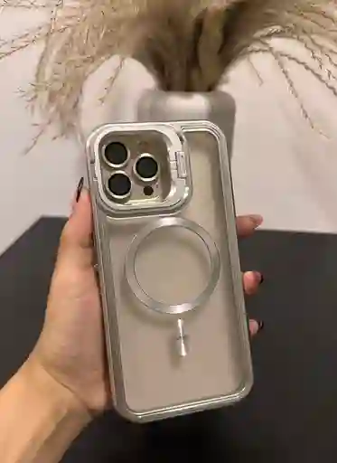 Case Metal Holder Iphone 15 Pro Max Plateado