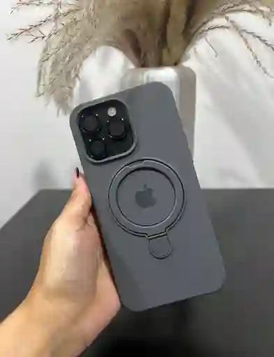 Silicone Case Soporte Iphone 15 Pro Max Gris Oscuro