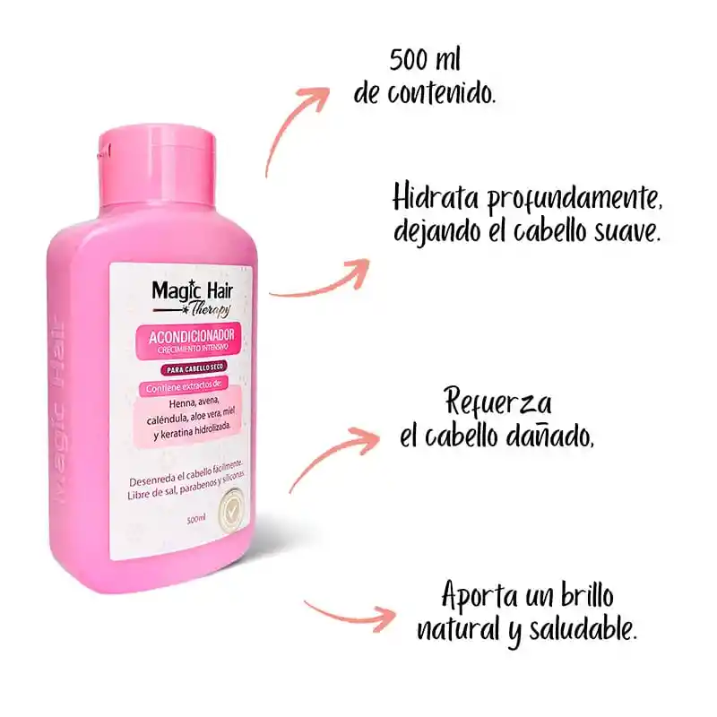 Acondicionador Crecimiento Intensivo Para Cabello Seco Magic Hair 500 Ml