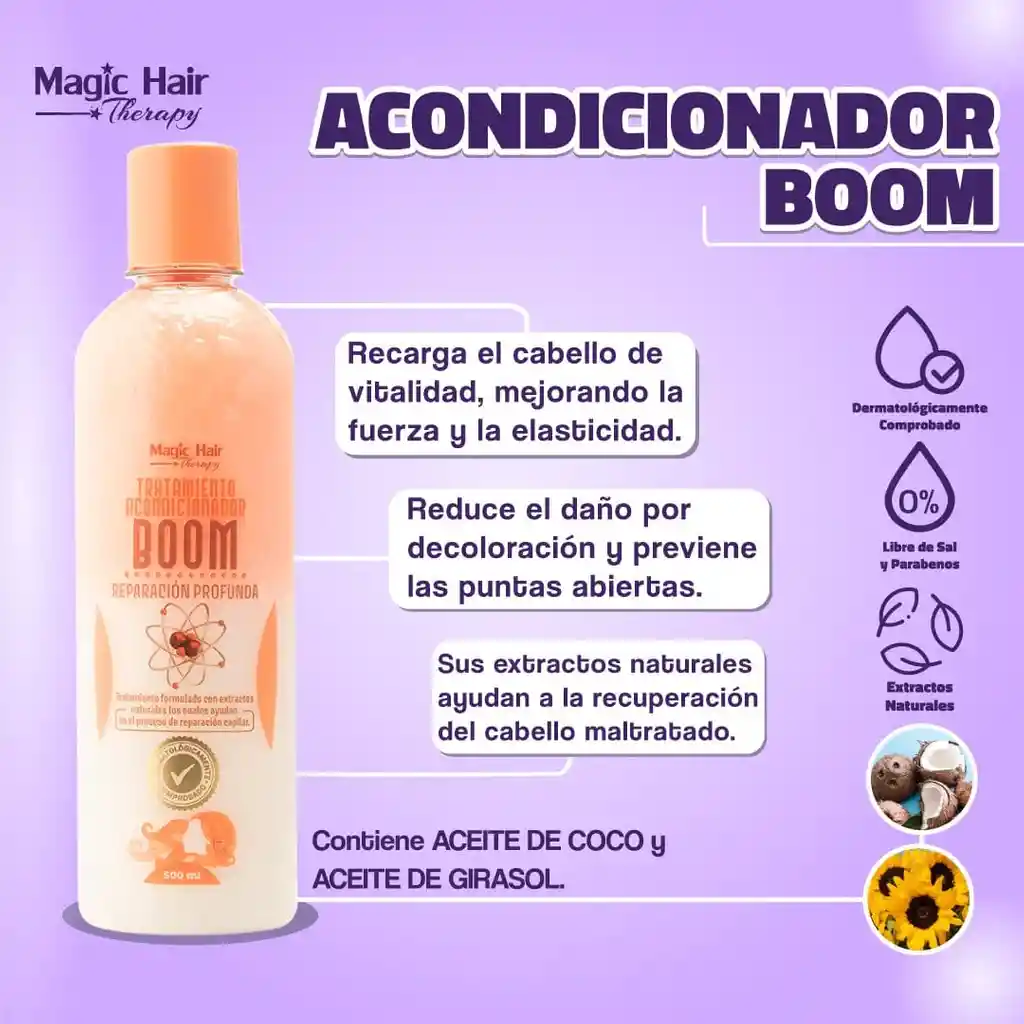 Acondicionador Reparación Boom Magic Hair 500 Ml
