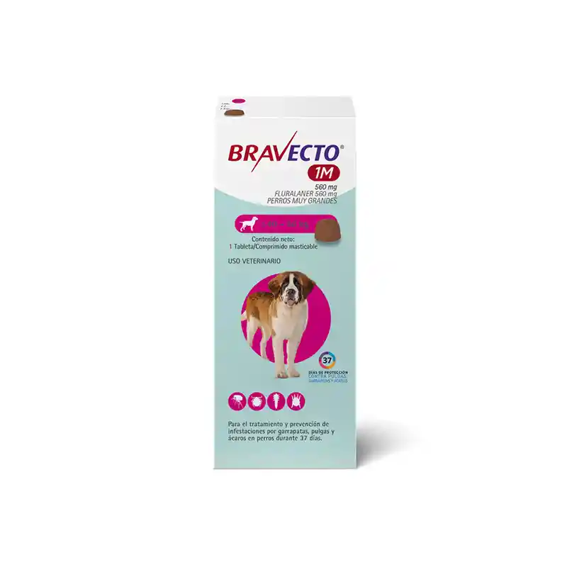 Bravecto 37 Dias (perros 40 A 56 Kg) Antipulgas Y Garrapatas