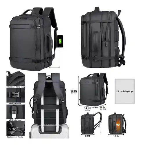 Maleta Bolso Morral Ejecutivo Universitario Para Laptop Pc Con Puerto Usb Premium Negro