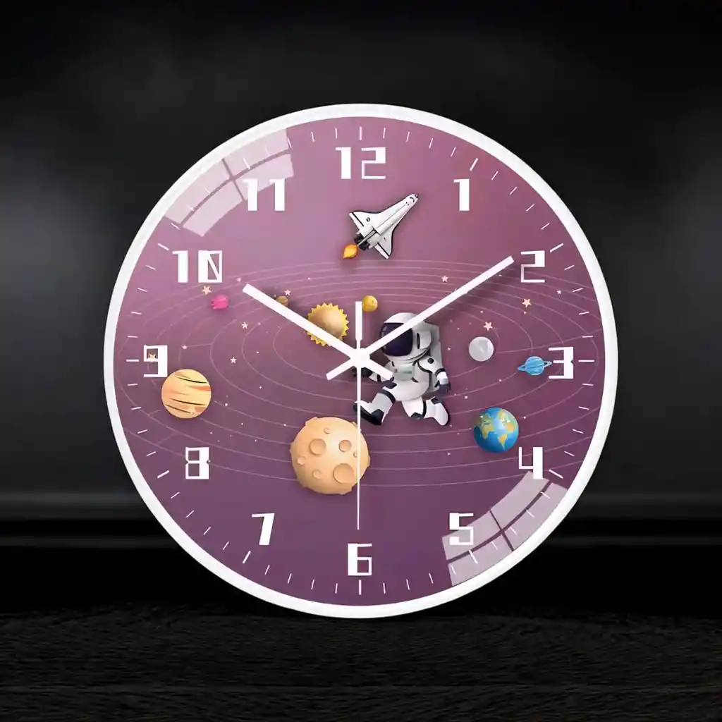 Reloj Pasta Pared Decoración Redondo Análogo Astronauta 30ml