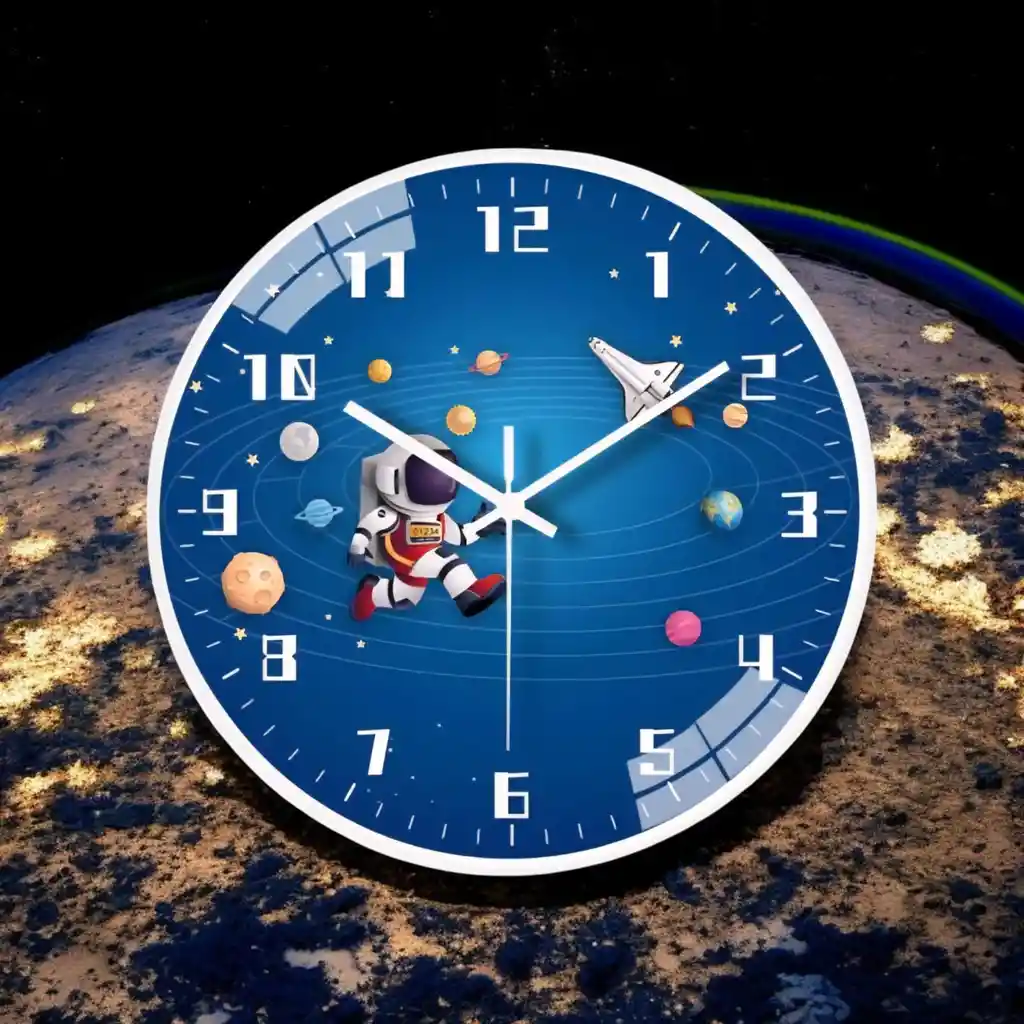 Reloj Pasta Pared Decoración Redondo Análogo Astronauta 30ml