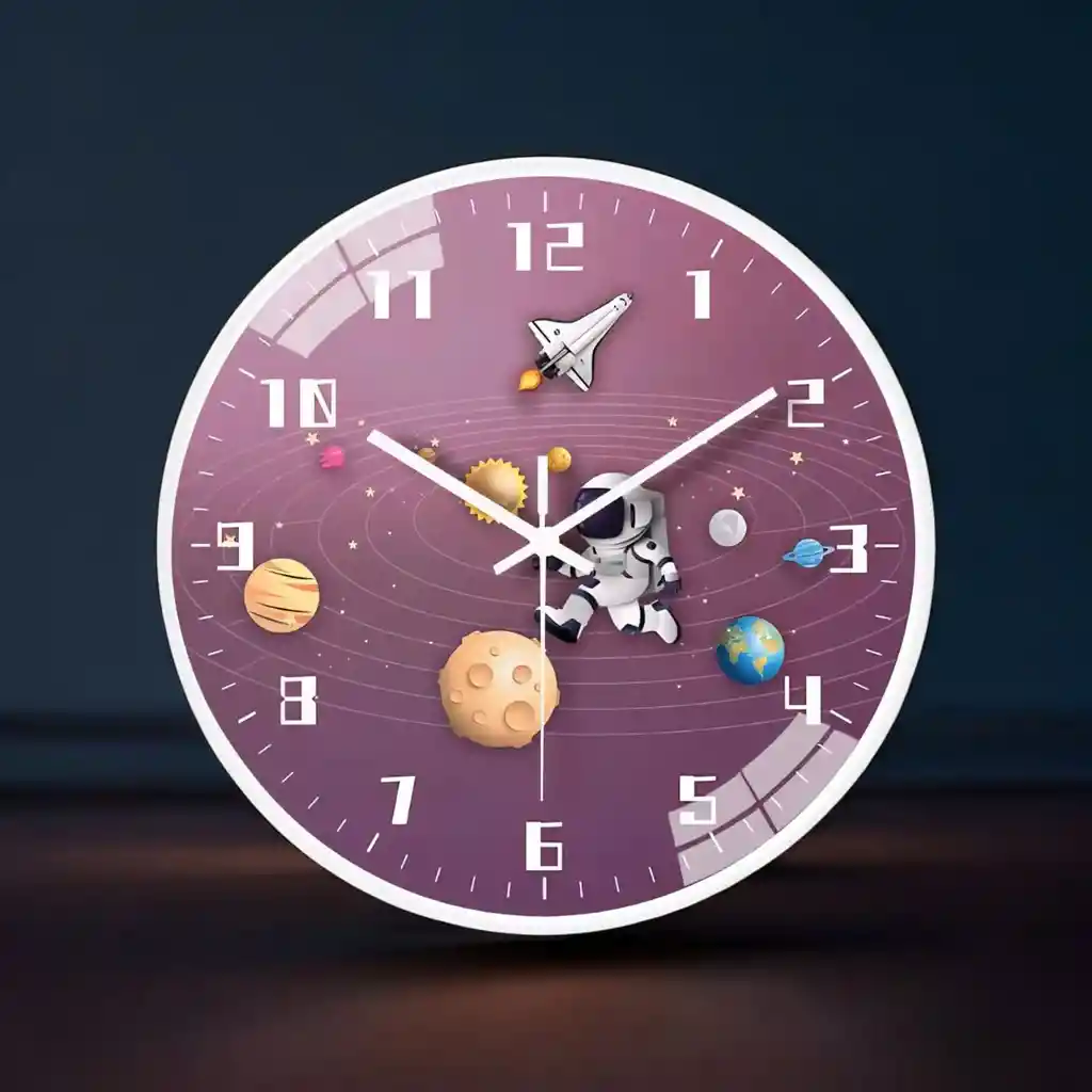 Reloj Pasta Pared Decoración Redondo Análogo Astronauta 30ml