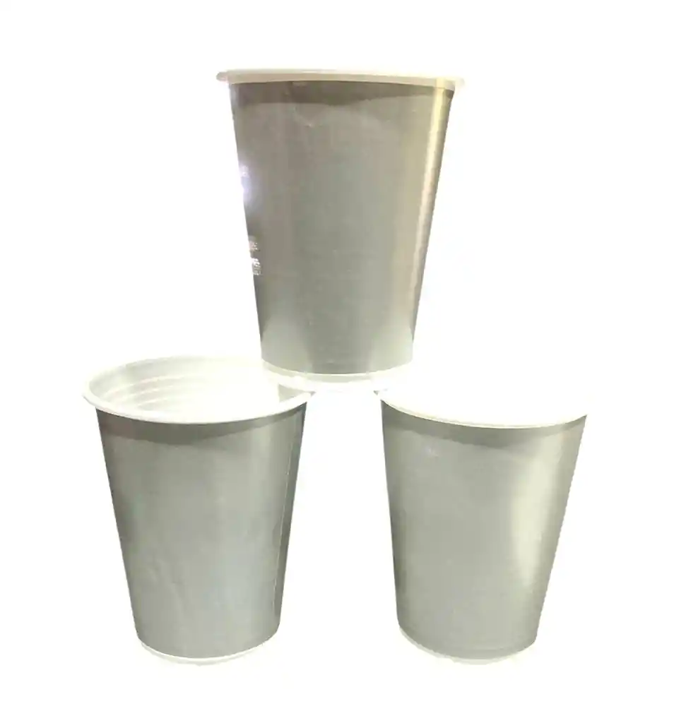 Vaso Desechable Plastico Plateado 6 Oz X 12