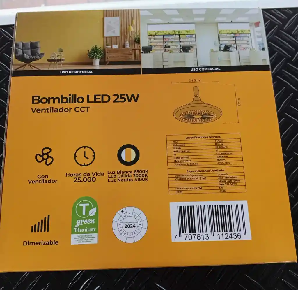 Bombillo Led Con Ventilador 25w