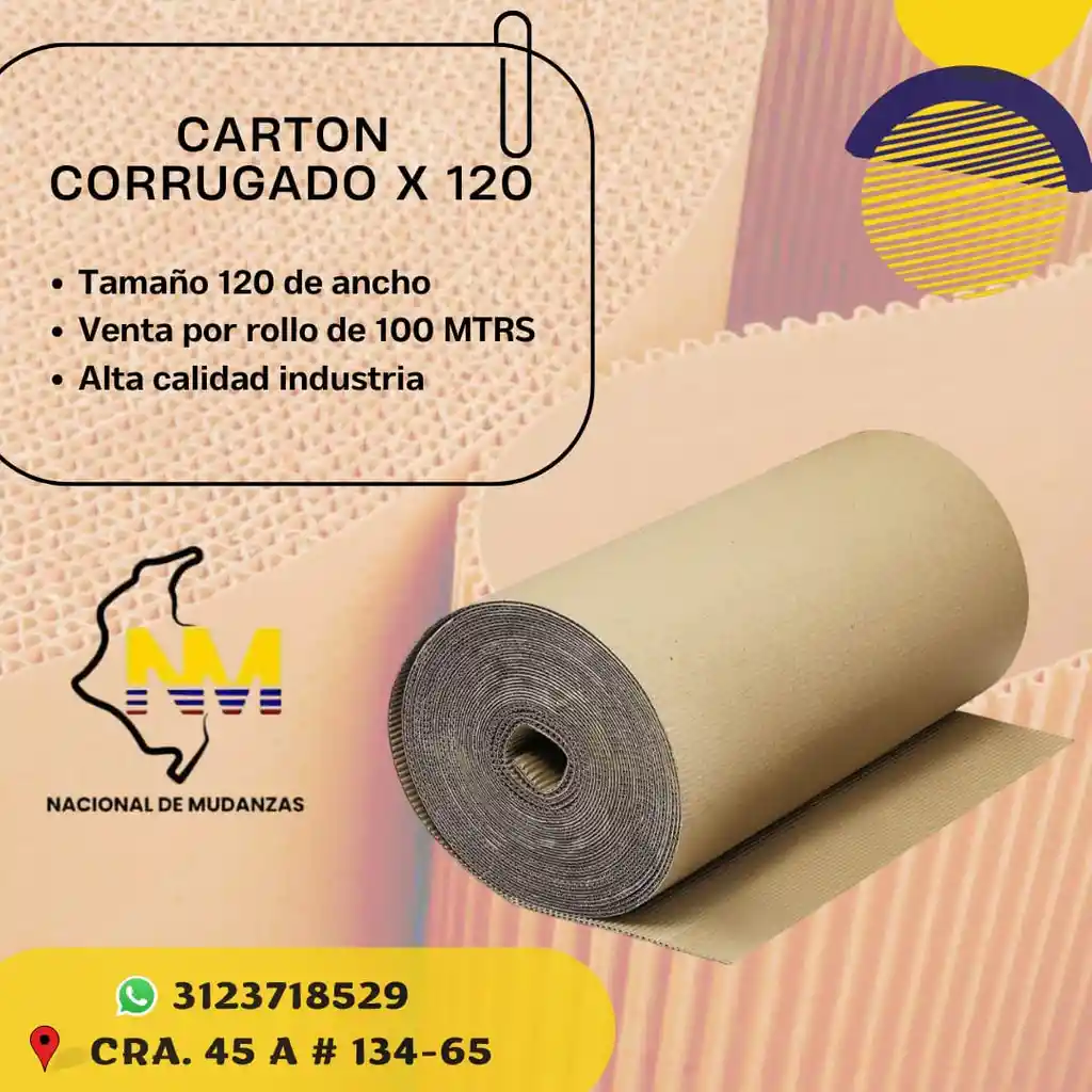 Rollo Carton Corrugado 120 X 100 Mtrs