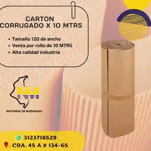 Rollo De Carton Corrugado 120 X 10 Mtrs