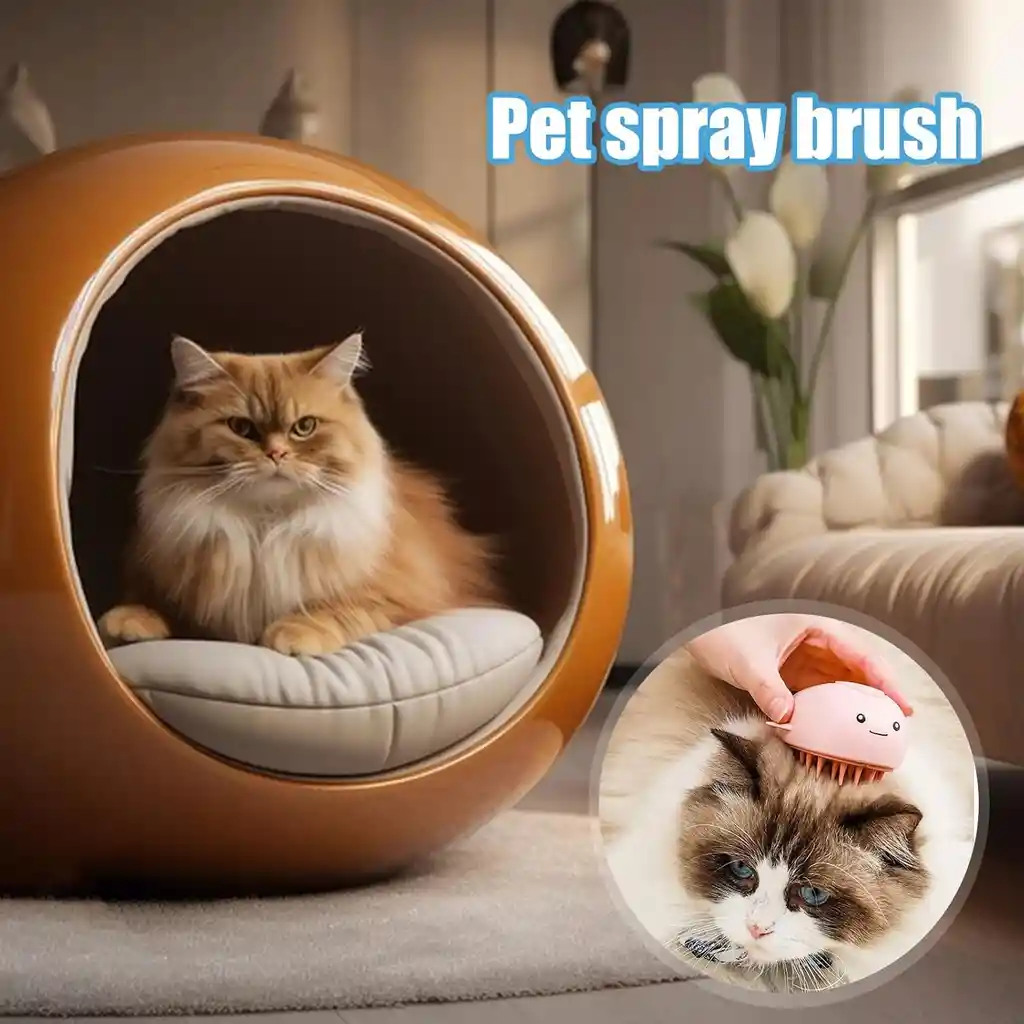 Cepillo A Vapor Para Mascotas Bonito Cepillo De Masaje Rosado Desmontable Antiestático
