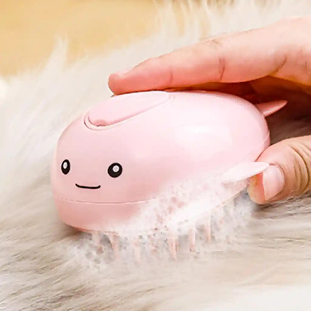 Cepillo A Vapor Para Mascotas Bonito Cepillo De Masaje Rosado Desmontable Antiestático