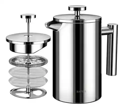 Prensa Francesa Acero Inoxidable Doble Pared Triple Filtro 600ml
