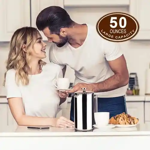 Prensa Francesa Acero Inoxidable Doble Pared Triple Filtro 600ml