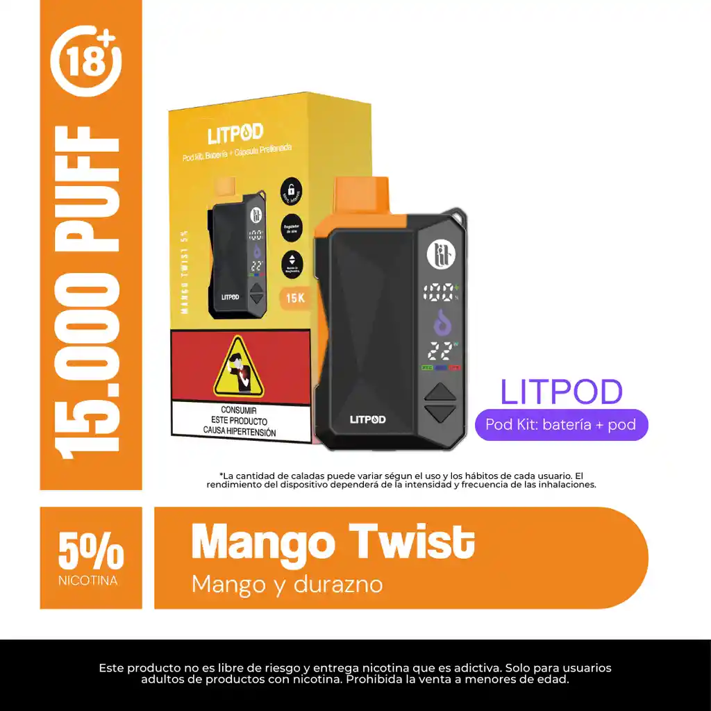 Litpod Kit 15000puff - Mango Twist