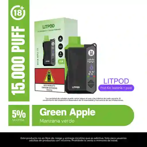 Litpod Kit 15000puff - Green Apple