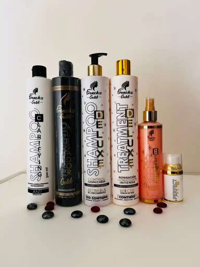 Kit 5 Pasos Deluxe Keratina Frenchs Gold