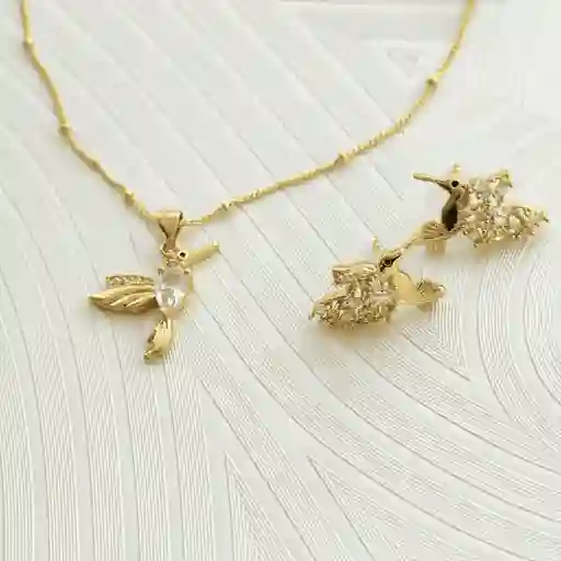 Set Pajaro (cadena Y Aretes)