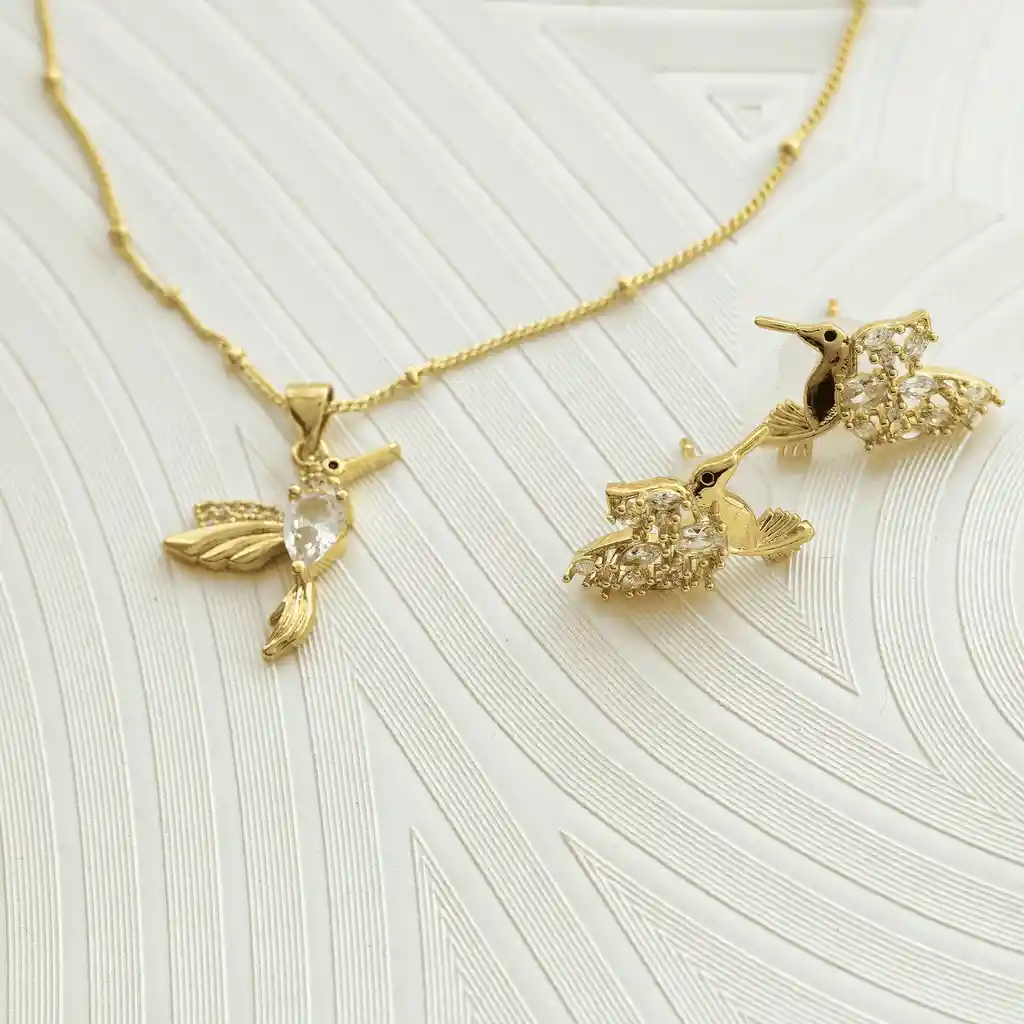 Set Pajaro (cadena Y Aretes)