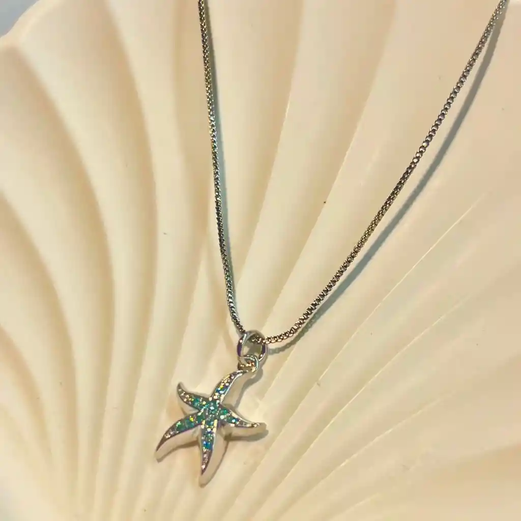 Cadena Estrellita De Mar Plateado