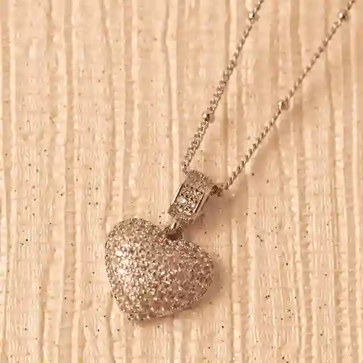 Cadena Corazon Radiante Plateado