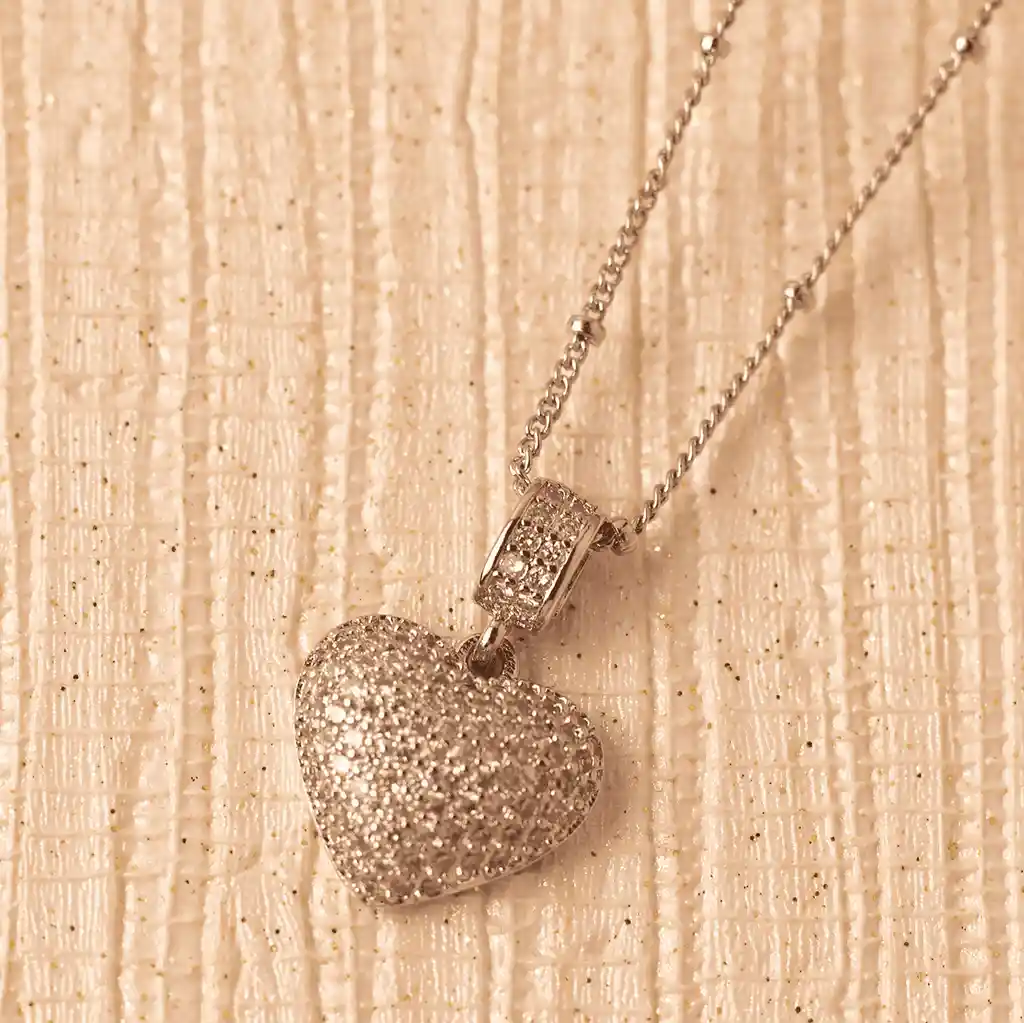 Cadena Corazon Radiante Plateado