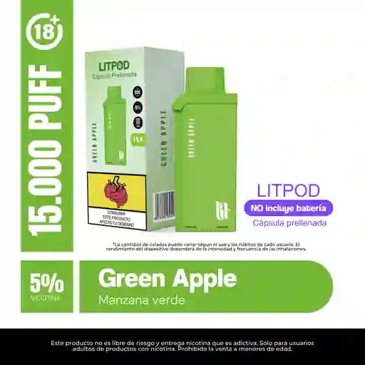 Pod Litpod 15000puff - Green Apple