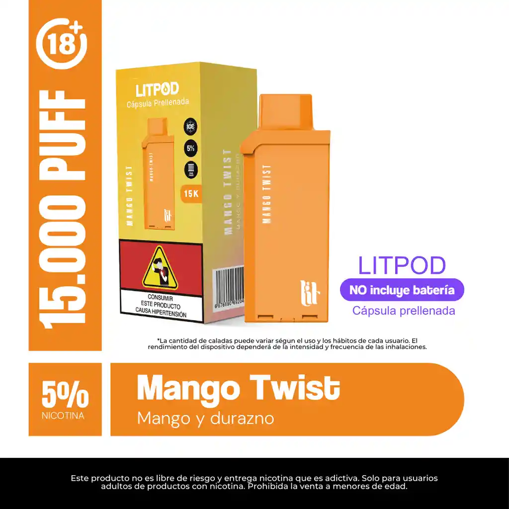 Pod Litpod 15000puff - Mango Twist