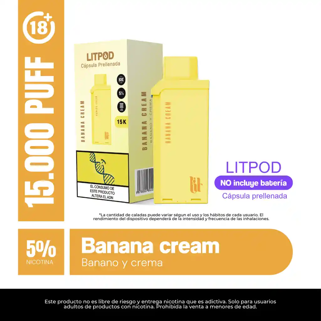 Pod Litpod 15000puff - Banana Cream